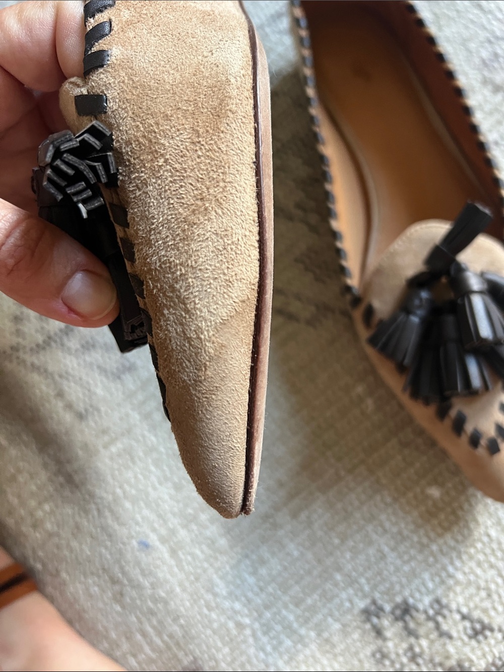 Polo by Ralph Lauren Tan Suede Pointed Tassel Flats - Picture 7 of 8